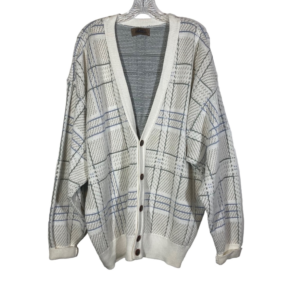 Vintage Jantzen Oversized Plaid Cardigan/ Grandpa Sweater. Size XL . Unisex
